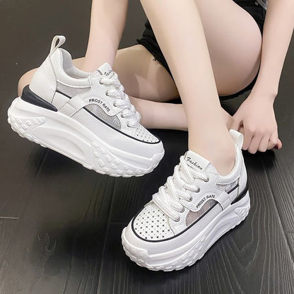 Mesh Panel Platform Hidden Wedge Sneakers