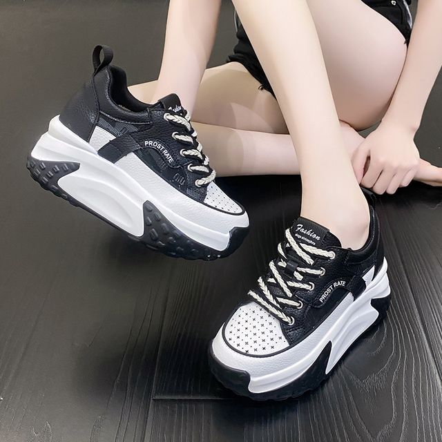Mesh Panel Platform Hidden Wedge Sneakers