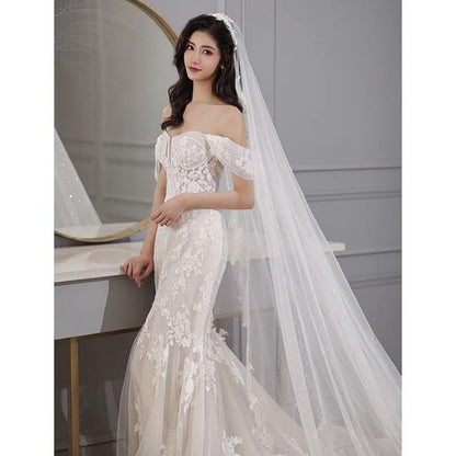 Mermaid Gown Lace Wedding Floral