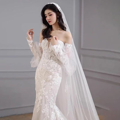 Mermaid Gown Lace Wedding Floral