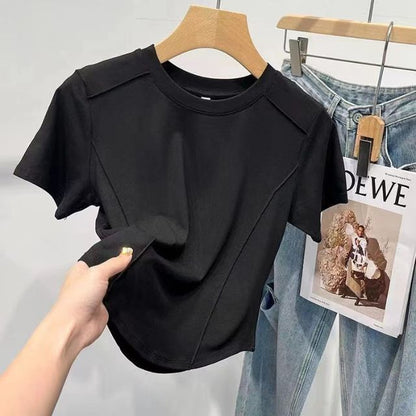 Short-Sleeve Round Neck Plain T-Shirt