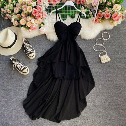 Spaghetti Strap Asymmetrical Dip Back Cocktail Dress