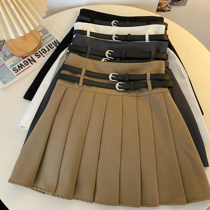 Plain Pleated Mini A-Line Skirt