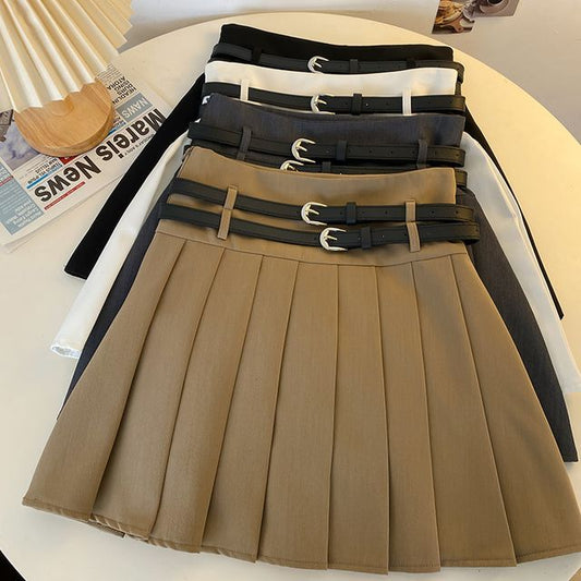 Plain Pleated Mini A-Line Skirt