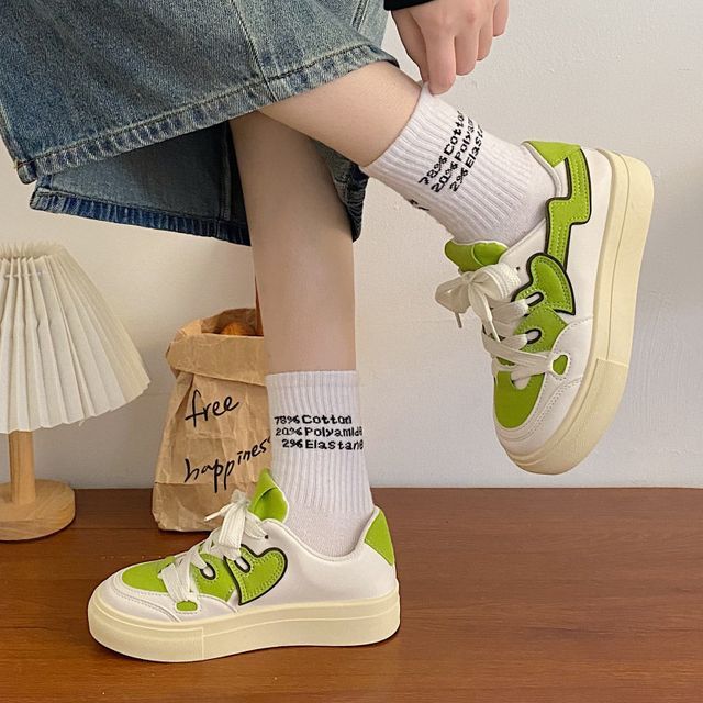 Paneled Platform Sneakers