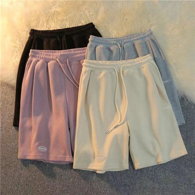 Drawstring Waist Plain Sweat Shorts