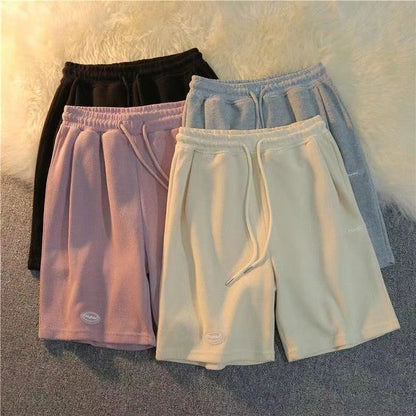 Drawstring Waist Plain Sweat Shorts