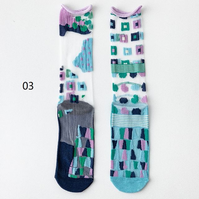 Patterned Mesh Short Socks