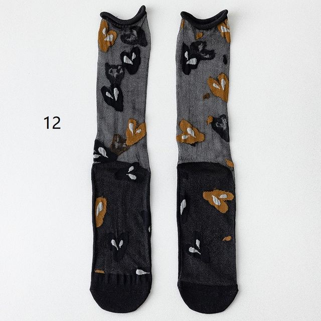 Patterned Mesh Short Socks