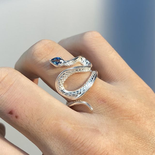 Snake Rhinestone Alloy Open Ring