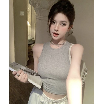 Plain Open Back Crop Tank Top