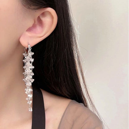 Earring Crystal Fringed Faux Alloy