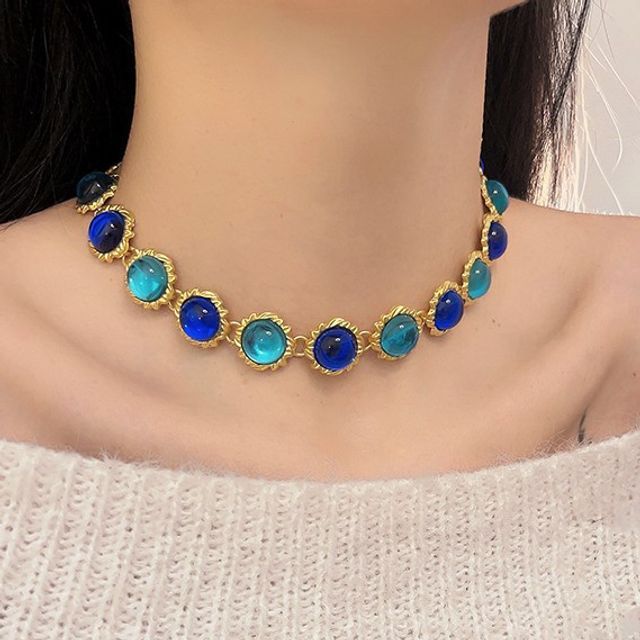 Choker Alloy Faux Gemstone