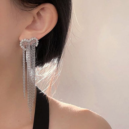 Heart Earring Fringed Alloy