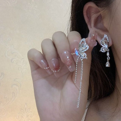 Butterfly Dangle Asymmetrical Earring Alloy
