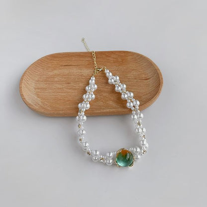 Faux Gemstone Faux Pearl Alloy Choker