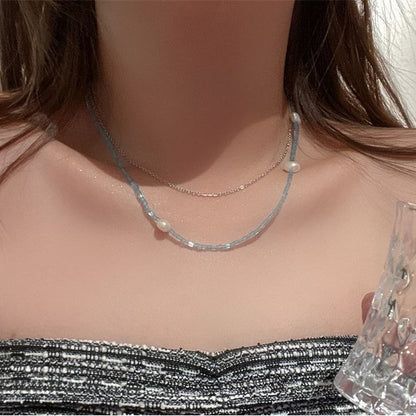 Pearl Choker Layered Alloy Faux