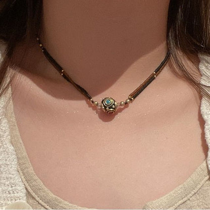 Bead Pendant Cord Choker / Bracelet