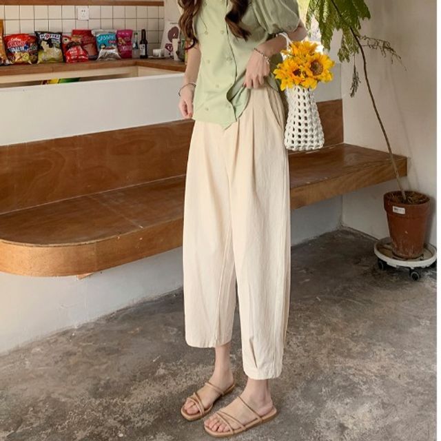 High Waist Plain Harem Pants