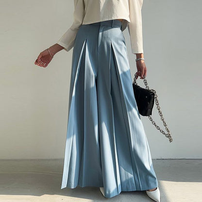 High Rise Plain Wide Leg Dress Pants