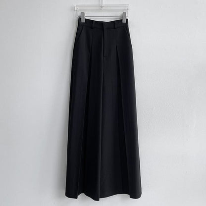 High Rise Plain Wide Leg Dress Pants