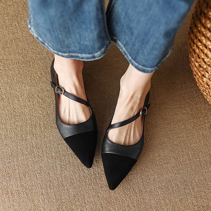 Buckled Strap Pointed Flats