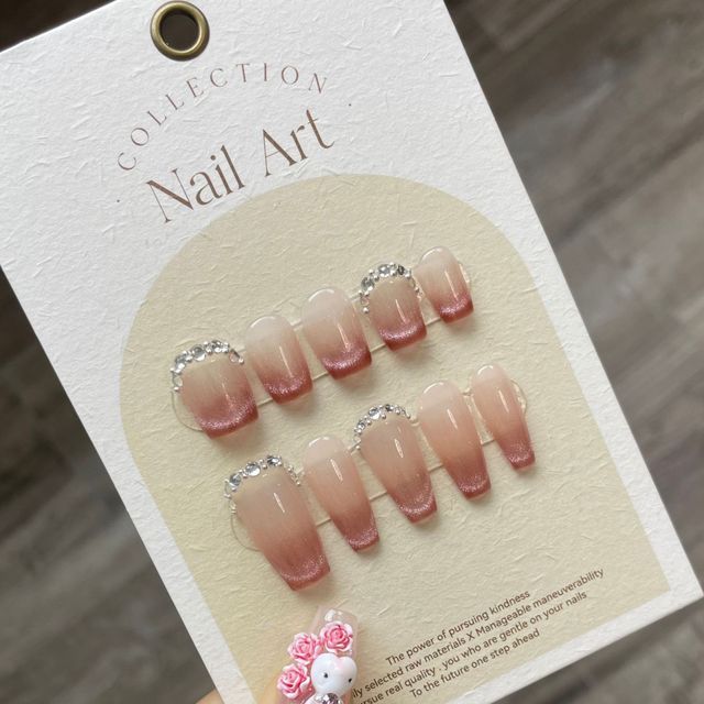 Embellished Gradient Faux Nail Tips