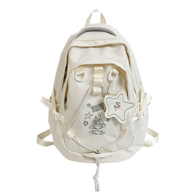 Cartoon Embroidered Multi-Pocket Backpack