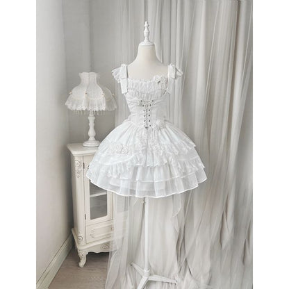 Lolita Sleeveless Corset Top / Tiered Mini Skirt / Spaghetti Strap Dress / Set