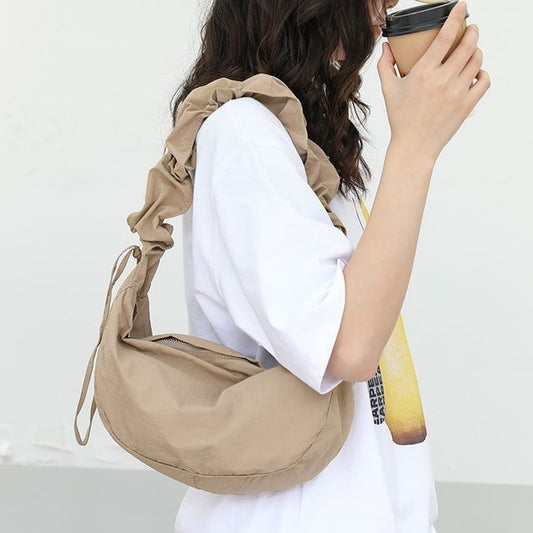 Plain Drawstring Nylon Hobo Bag