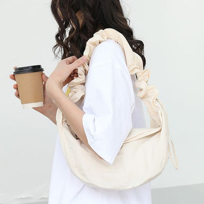 Plain Drawstring Nylon Hobo Bag