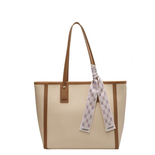 Panel Faux Leather Tote Bag