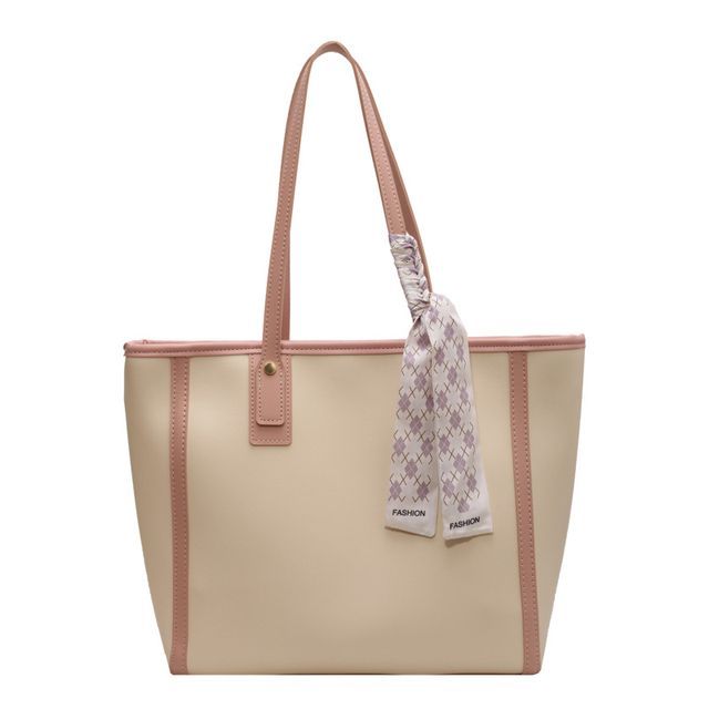 Panel Faux Leather Tote Bag