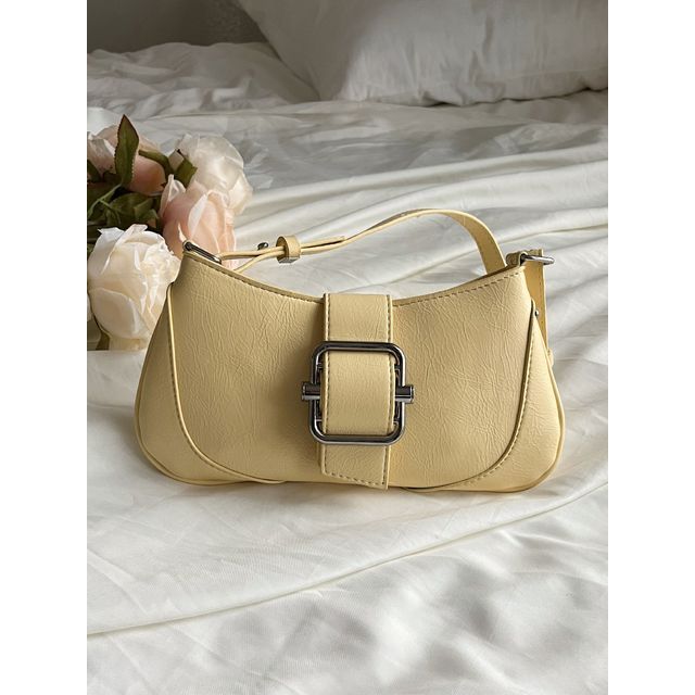 Plain Buckled Panel Shoulder Bag