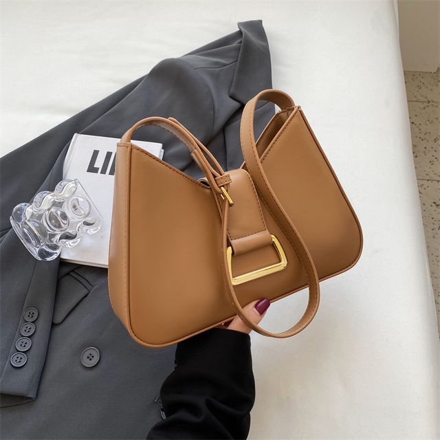 Plain Faux Leather Shoulder Bag