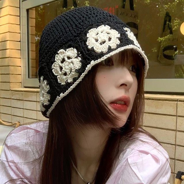 Floral Knit Bucket Hat