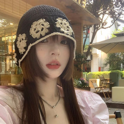 Floral Knit Bucket Hat