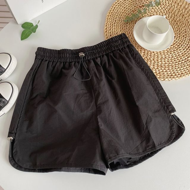 Drawstring Waist Plain Cargo Shorts