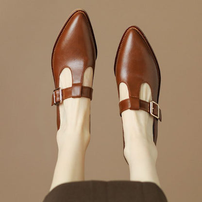 Pointed Chunky Heel Loafers