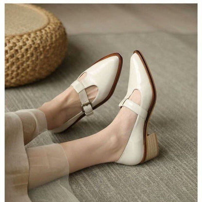 Pointed Chunky Heel Loafers