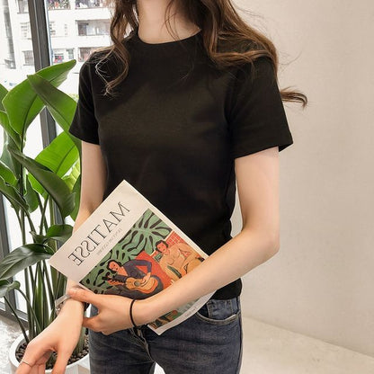 Short-Sleeve Round Neck Plain Tee