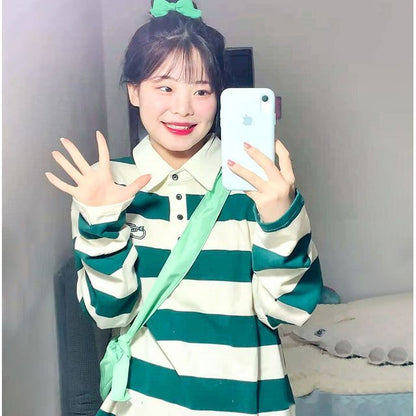 Long-Sleeve Striped Polo Shirt