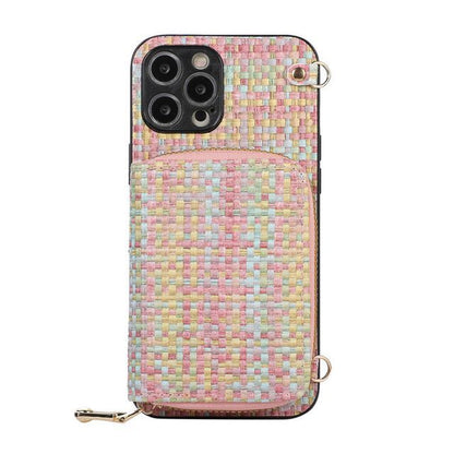 Plaid Fabric Card Holder Phone Case