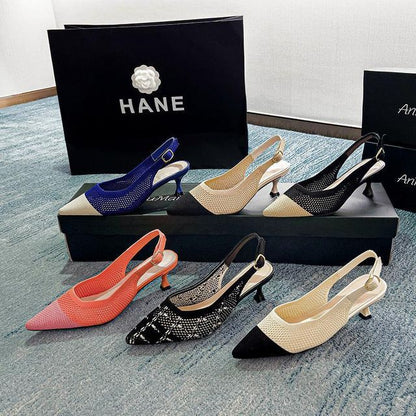 Pointed Slingback Kitten Heel Sandals