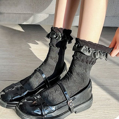 Set Of 3 Pairs: Plain Ruffle Trim Socks