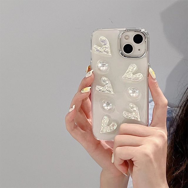 Heart Faux Pearl Phone Case