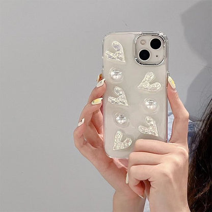 Heart Faux Pearl Phone Case