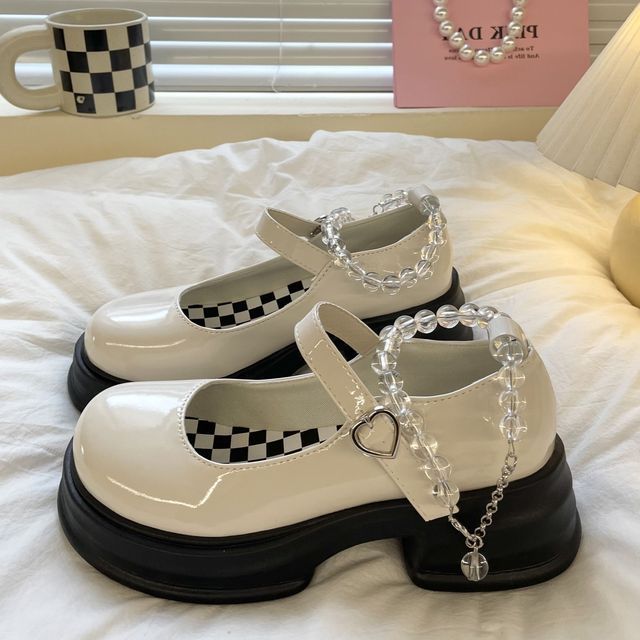 Bead Strap Platform Mary Jane Shoes