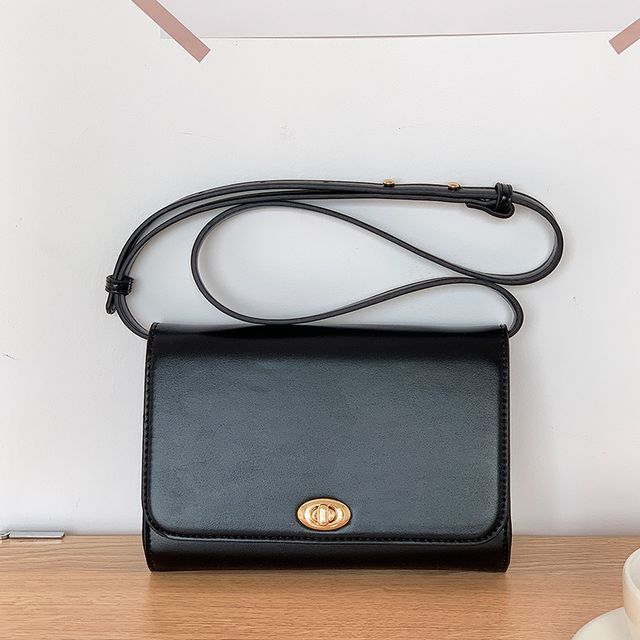 Faux Leather Flap Crossbody Bag