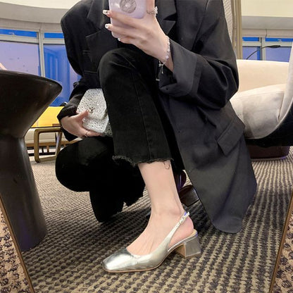 Block Heel Slingback Sandals